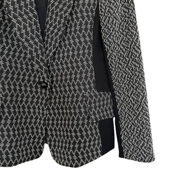 Yoana Baraschi Black White Geometric Pattern One Button Blazer Jacket Size 10 - Picture 3 of 9